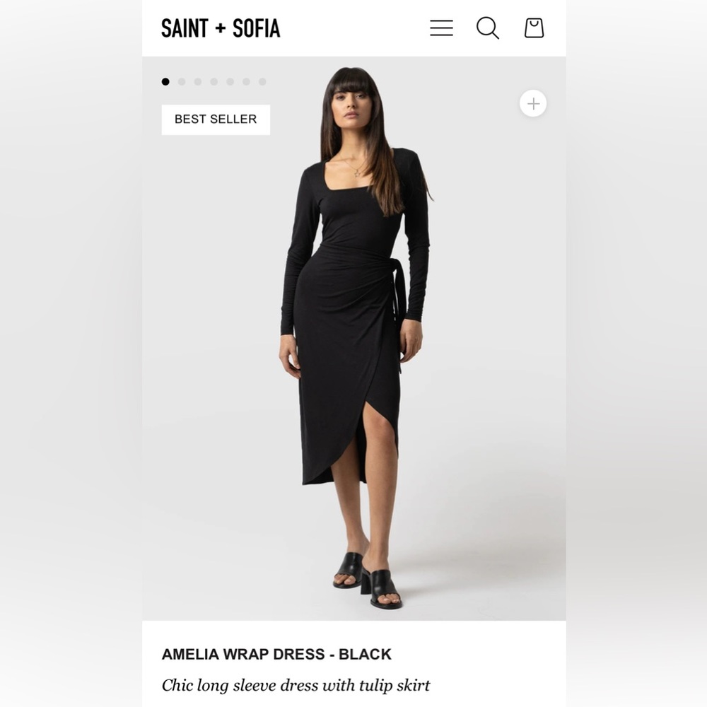 Thin Black wrap Saint + Sofia dress